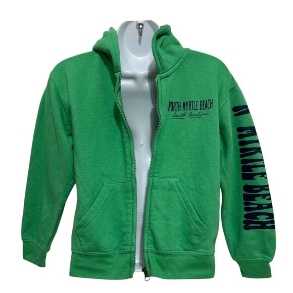 Pacific Co North Myrtle Beach Green Zip-Up Hoodie Kids Medium Kelly Green Preppy - Picture 6 of 14